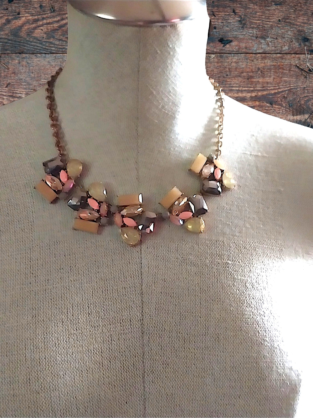 Statement Multicolor Crystal Bib Necklace - Gold Chain
